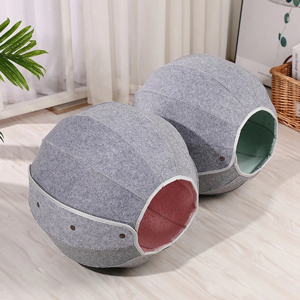 Cute Shell Cat Bed House Indoor for Cats Foldable Multi-Function Cat Tent Scratch Resistant Cat Tunnel Tube Pet Toy Cave Condos