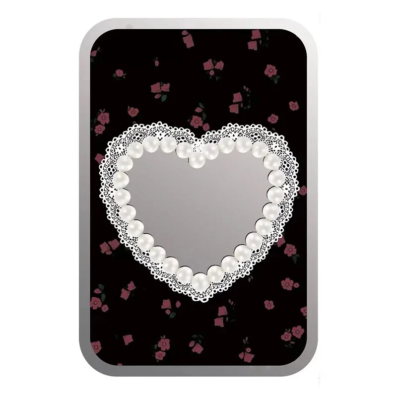 Soporte de teléfono negro plegable magnético con espejo de corazón y flores para IPhone 12 13 14 15 16 Pro Max soporte de montaje para S24 Ultra