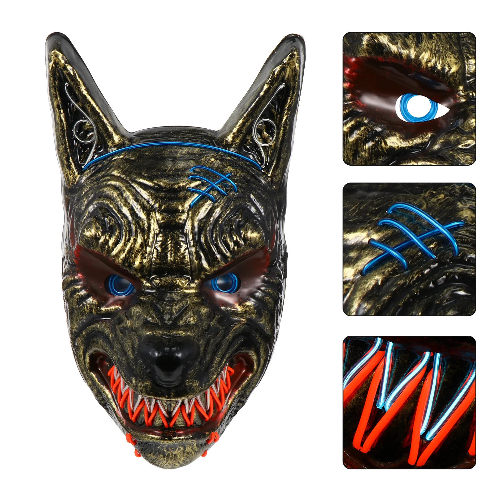 

1Pcs LED Light Up Wolf Mask Horrifying Full Face Halloween Glow Mask for Masquerade Ghost Festival Costume Event