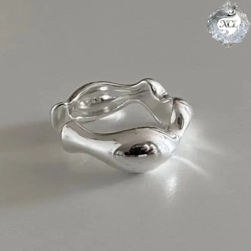 

Кольцо XCL из стерлингового серебра 925 пробы, нерегулярной геометрической формы, гладкое, регулируемое, модное, ручной работы, для вечеринок, подарок для женщин