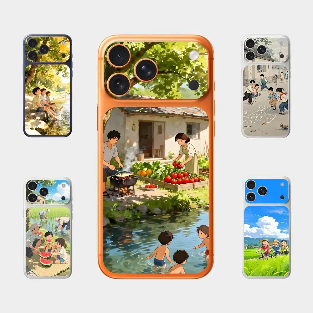

Cute Leisurely Children For Iphone 17 Pro ProMax Back Protective Decorative Sticker Back Cover