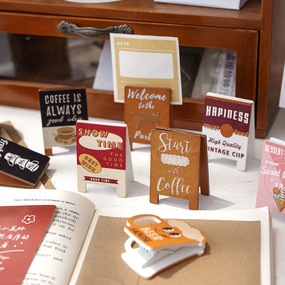 

Retro series message folder, cute wooden photo folder, desktop decoration, memo folder, office supplies, business card holder