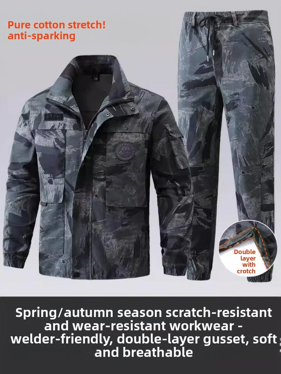 tenue-de-travail-homme-printemps-automne-ensemble-de-soudage-elastique-anti-brulure-resistant-a-l'usure-protection-du-travail