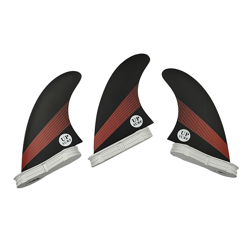 Black With Red/Purple UPSURF FCS 2 Medium Size Surfboard Fins 3pcs/set Fibreglass Performance Core Double Tabs 2 Surfing Fins