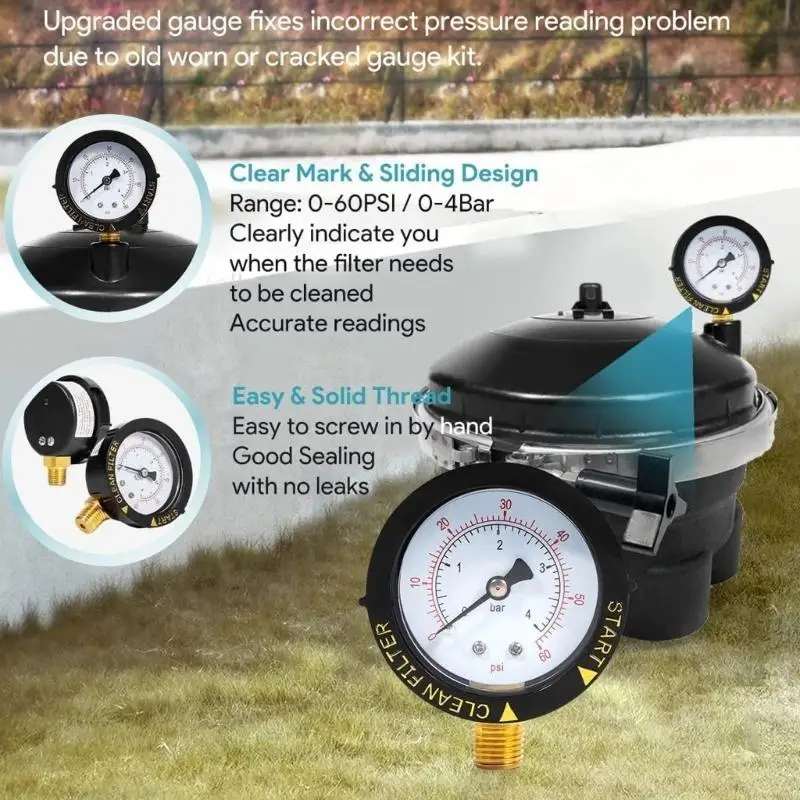 Válvulas agua J6PE Conjunto superior para sistema control presión ajustable del filtro piscina