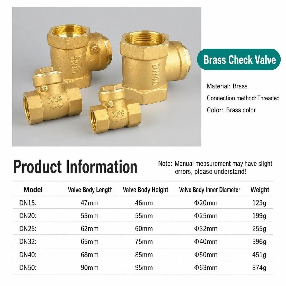 Durable Brass Swing Check Valve 1/2