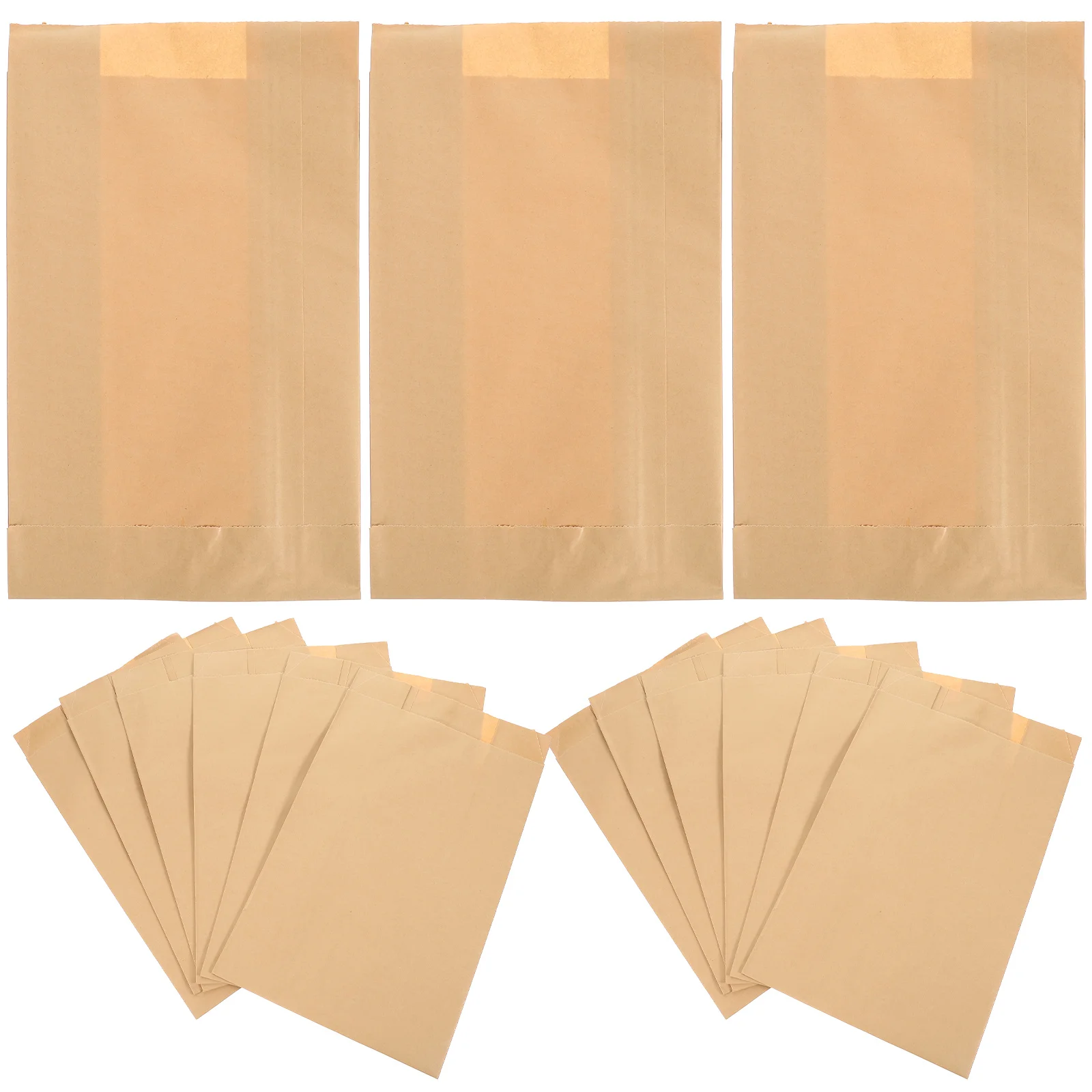 

50pcs Kraft Paper Packaging Bakery Snack Gifts Storage Pouches Brown Paper Bags Candy Cookies Tea Coffee Desserts Lunch Meal Box