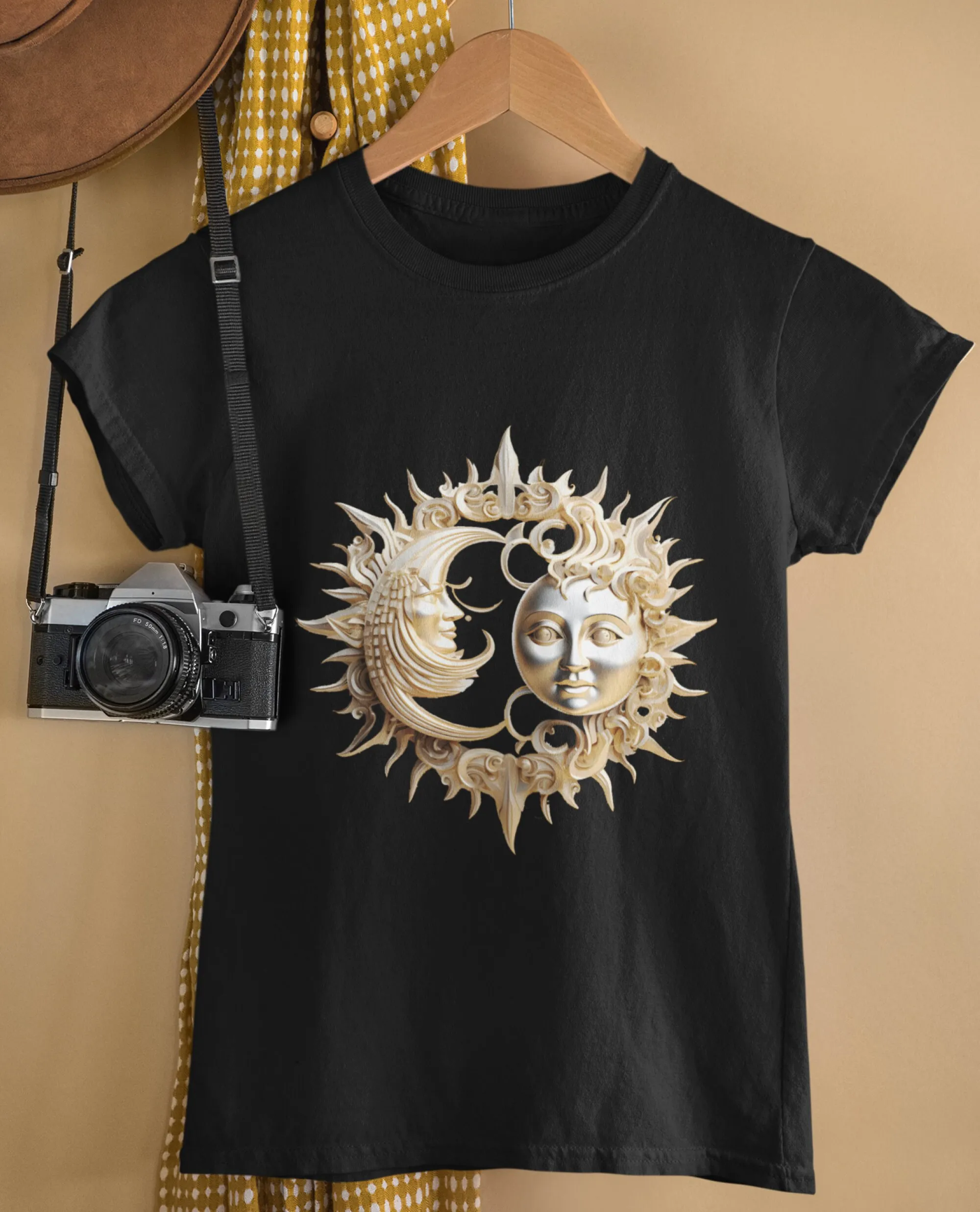 

Sun Moon Symbol T Shirt Unisex Heavy Cotton Tee Celestial Harmony Aesthetic Yoga Shirt great gift