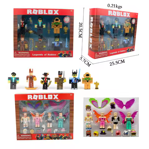 Roblox building block figurine with accessories comes in two color boxes, packaged in bags