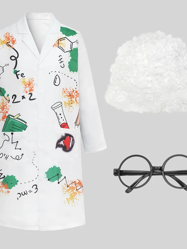 Mad Scientist Costume Chemical Engineer Performance Suit Children's Career Experience Laboratory Research Outfit Adult Size