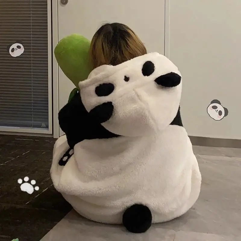 2024 Winter Pajamas Super Cute Panda Robe Homewear Lounge Sleepwear Warm Comfy Kawaii Pajamas For Women Cartoon pajama