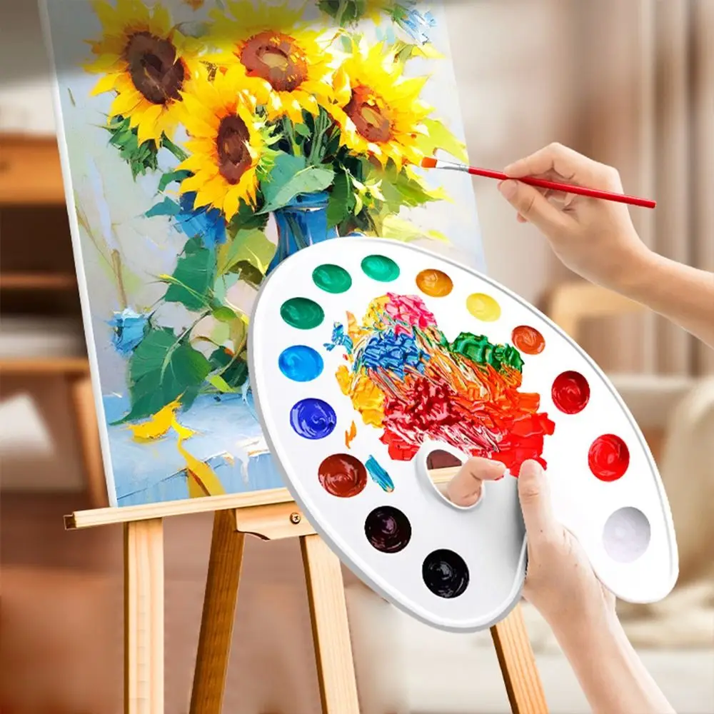 Oil Painting Plastic Oil Watercolor Palette DIY Crafts Art Pigment Tray White Painting Palettes Class