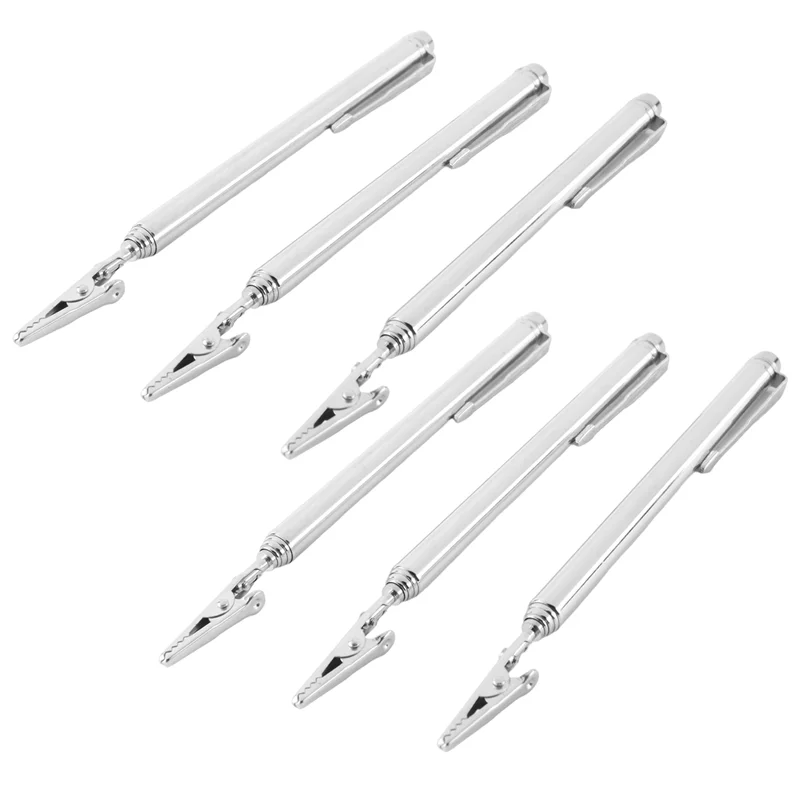 

A15F-6Pcs Telescoping Alligator Clip Telescopic Alligator Clamp With Pen Clip Extendable Joint Clamp For Mechanics Automobile