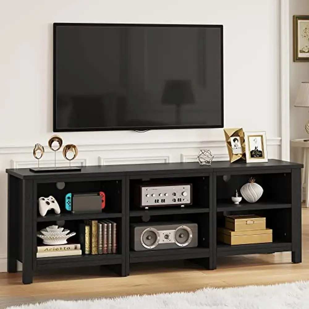 6-Cubby Detachable TV Stand Console Table 80