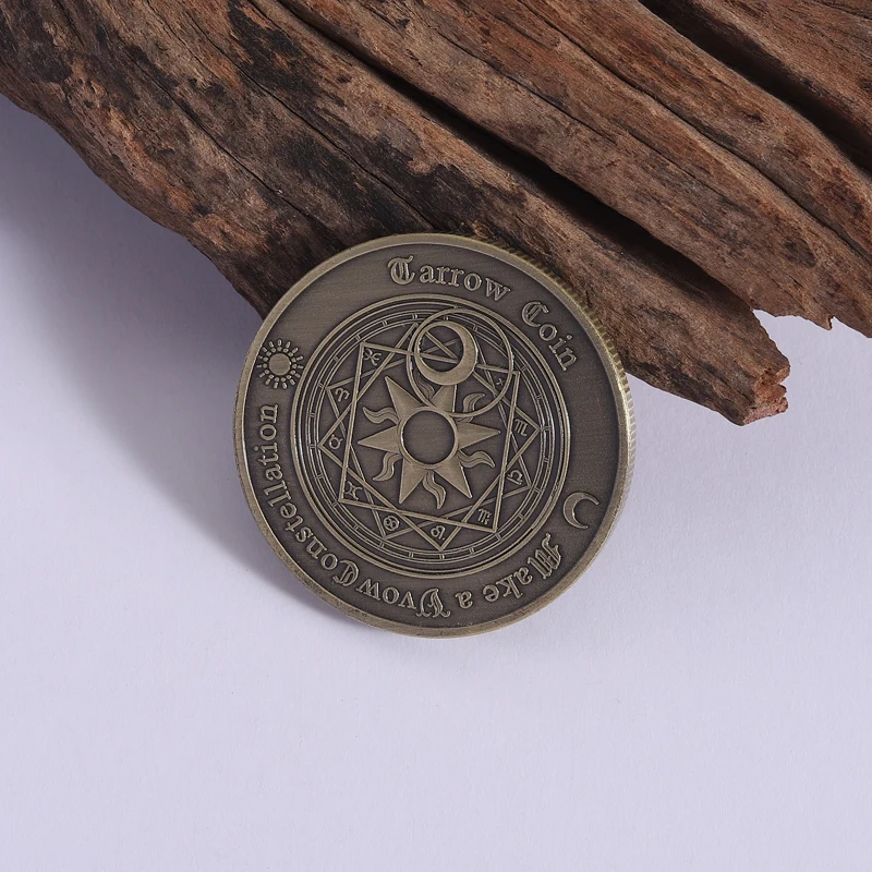 Retro Copper Plated Tarot Tarrow Commemorative Coin Divines Sun Moon Geomancy Constellation Lucky Coin Collect Souvenirs coin