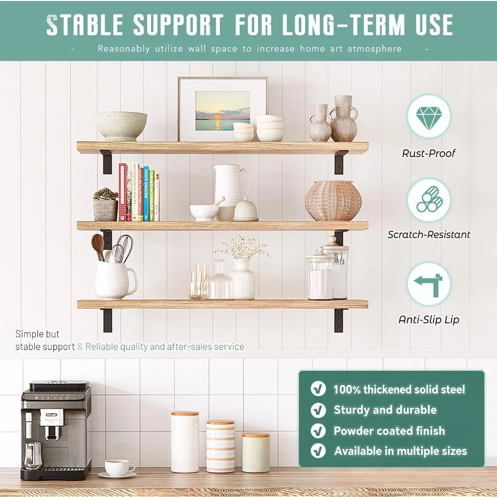 دعامات L من الفولاذ شديدة التحمل لدعم كونترتوب، 3 عبوات، 16 × 6 × 2.5 بوصة، كربيل معدني سميك 3/8 لتركيب رفوف الخشب #6