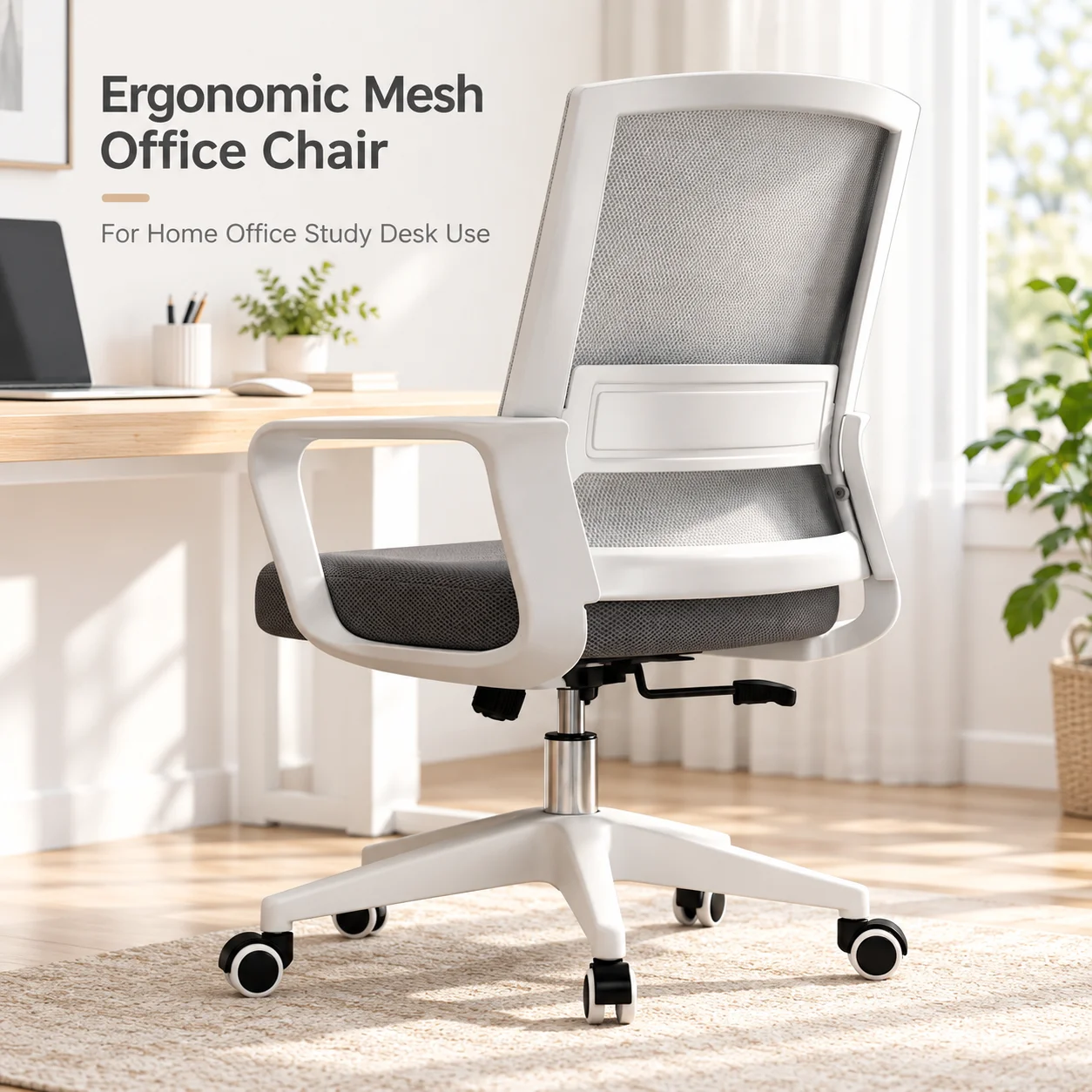 AOLIVIYA Ergonomic Mesh Office Chair Adjustable Swivel Computer Desk Chair With Lumbar Support Padded Seat Armrests Home Study