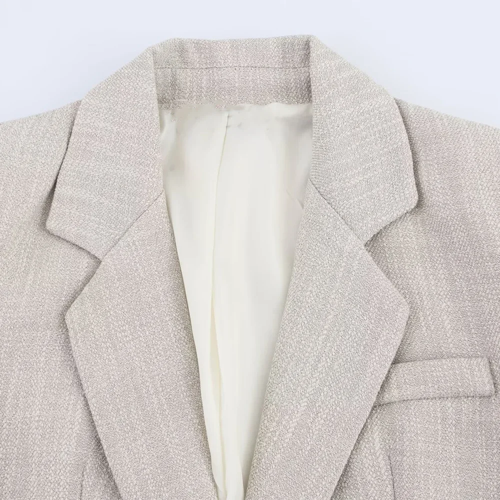mulher corte reto ombro almofada blazer simples jaqueta single-breasted meados de cintura bolsos com zíper calças commute novo conjunto
