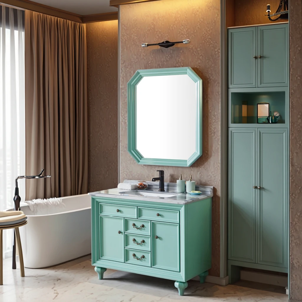 Luxury Modern Design Sleek Lacquered Carcase Bath Mirror For Bathroom Vanity Floor Mounted Countertop-for Home And Hotel Use