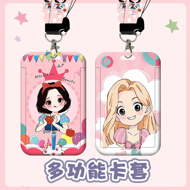Porta carte Disney Princess con cordino per carta d'identità per autobus, carta di accesso, badge da lavoro, dottore, infermiere, personale medico