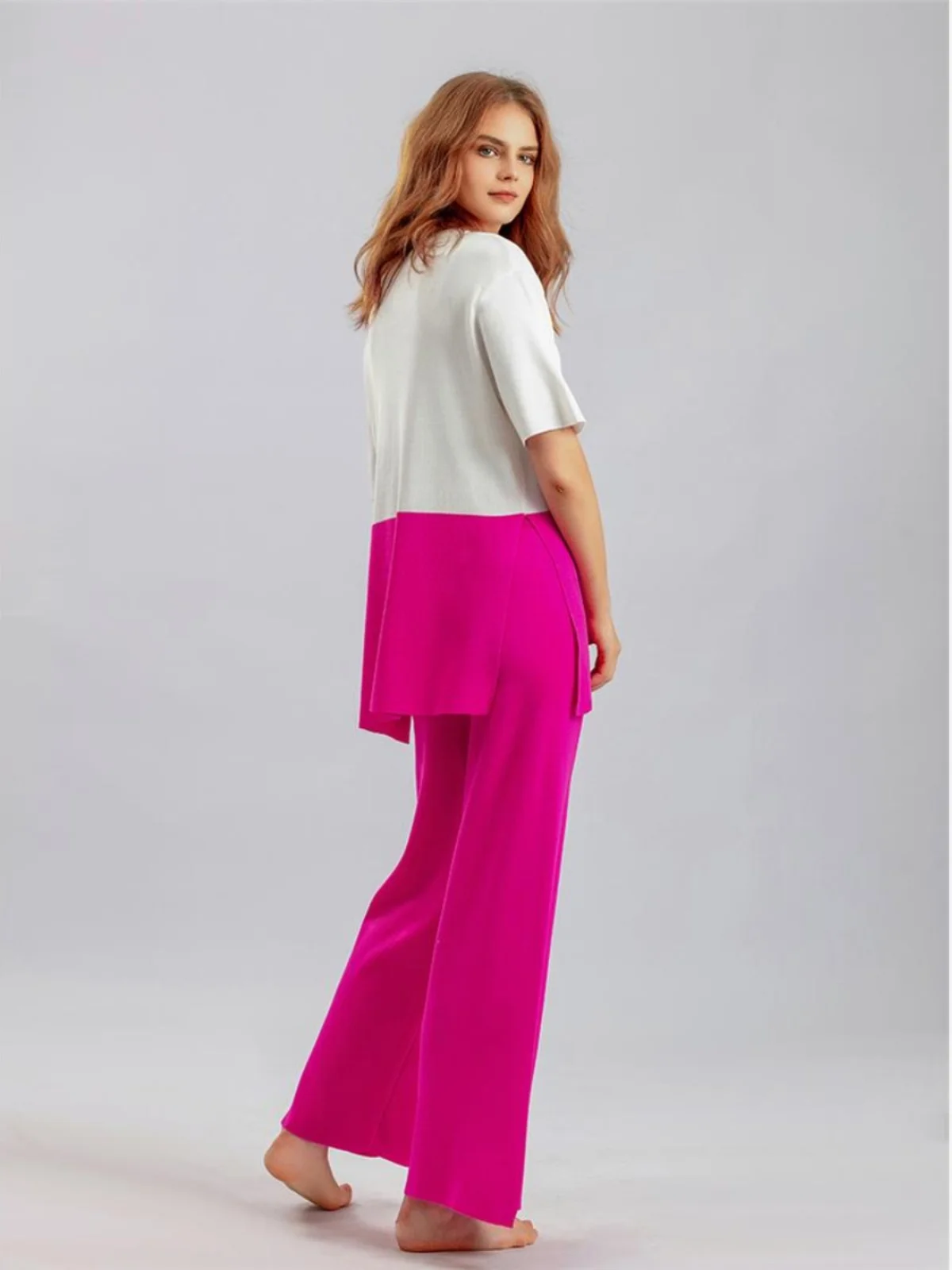 Широкие брюки ort-Sve, подходящие по цвету, модные лоскутные брюки из смеси полиэстера для молодых женщин