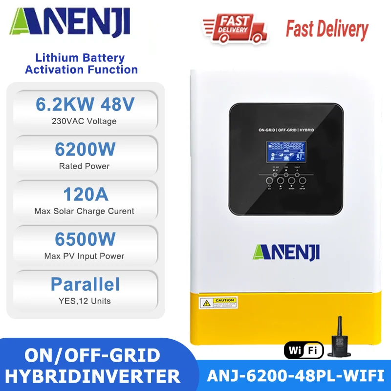 Inversor solar híbrido paralelo, 6,2kw, 48v, 220v, onda senoidal pura, fora da rede, inversor fotovoltaico, 120a, mppt, controlador de carga solar