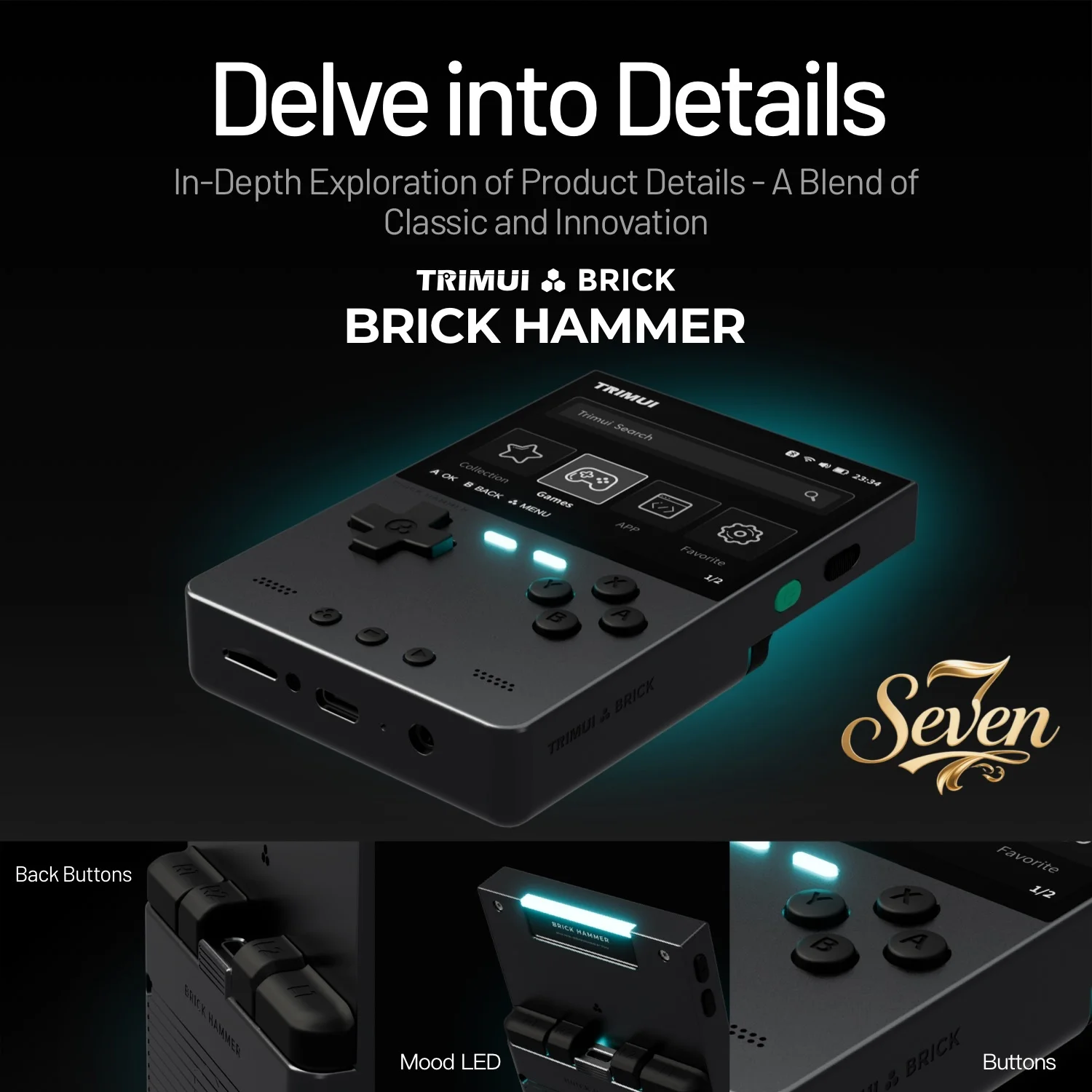 TRIMUI BRICK HAMMER ريترو وحدة تحكم بجهاز لعب محمول 3.2 IPS شاشة نظام لينكس CNC كامل المعادن المحمولة جهاز ألعاب الفيديو هدية #6