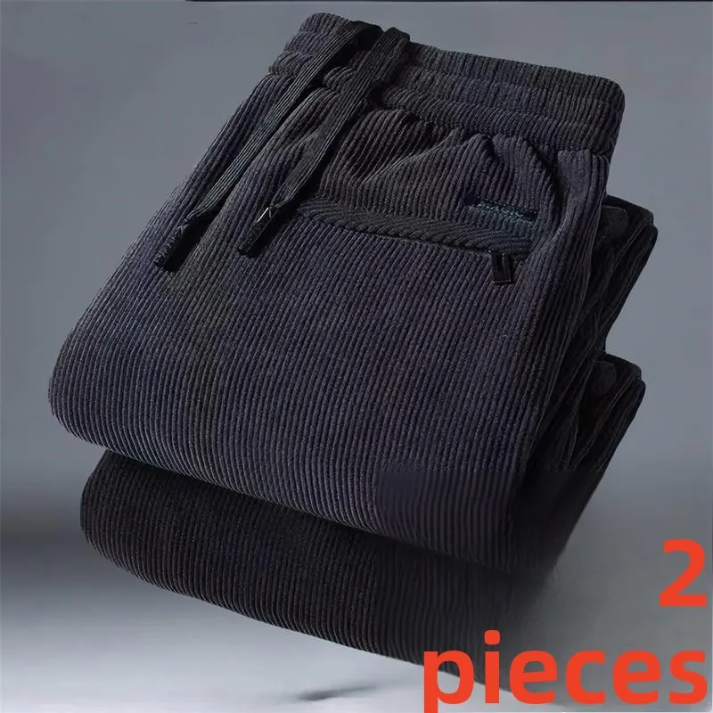 

Men's Corduroy Sports Pants Loose Straight Autumn Winter Thiened Faionable Casual Long Trousers Mid-Low Waist ket