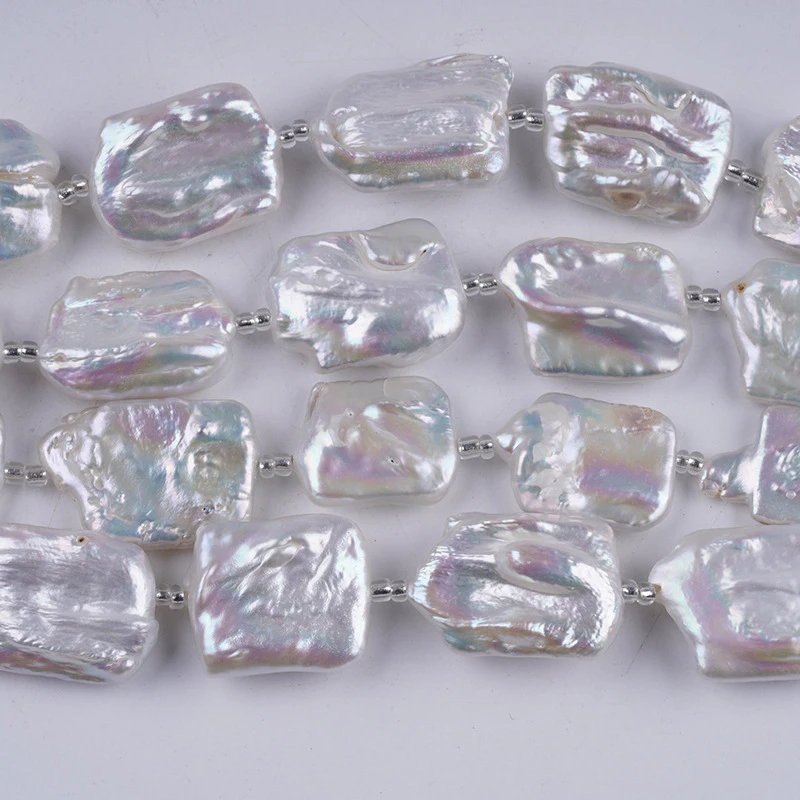 18Cm Rectangular Bead Pearl String 19-22Mm Large Irregular Baroque Freshwater Pearls