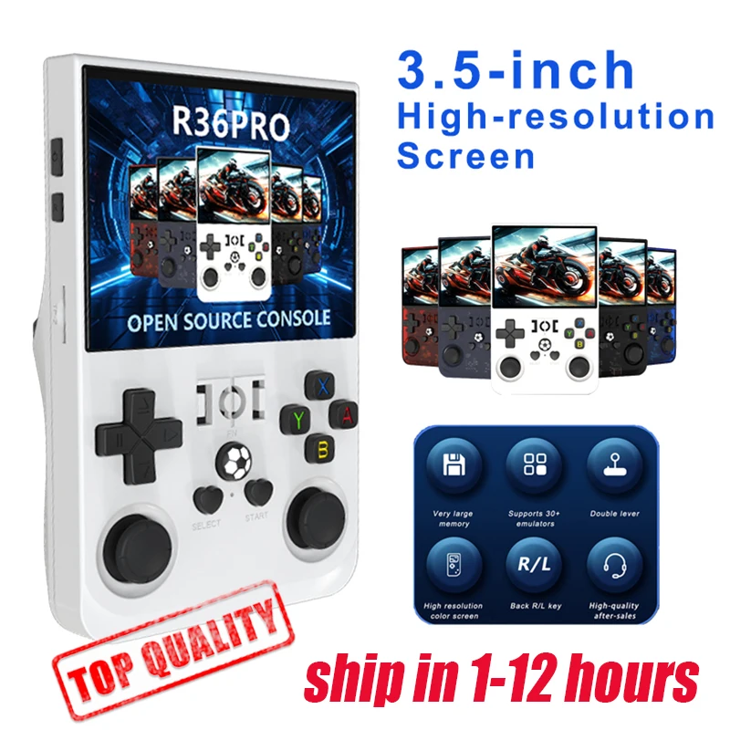 

Оригинальная портативная игровая консоль R36 PRO в стиле ретро, ​​система Linux, 3,5-дюймовый IPS-экран, портативный карманный видеоплеер, игры, подарок