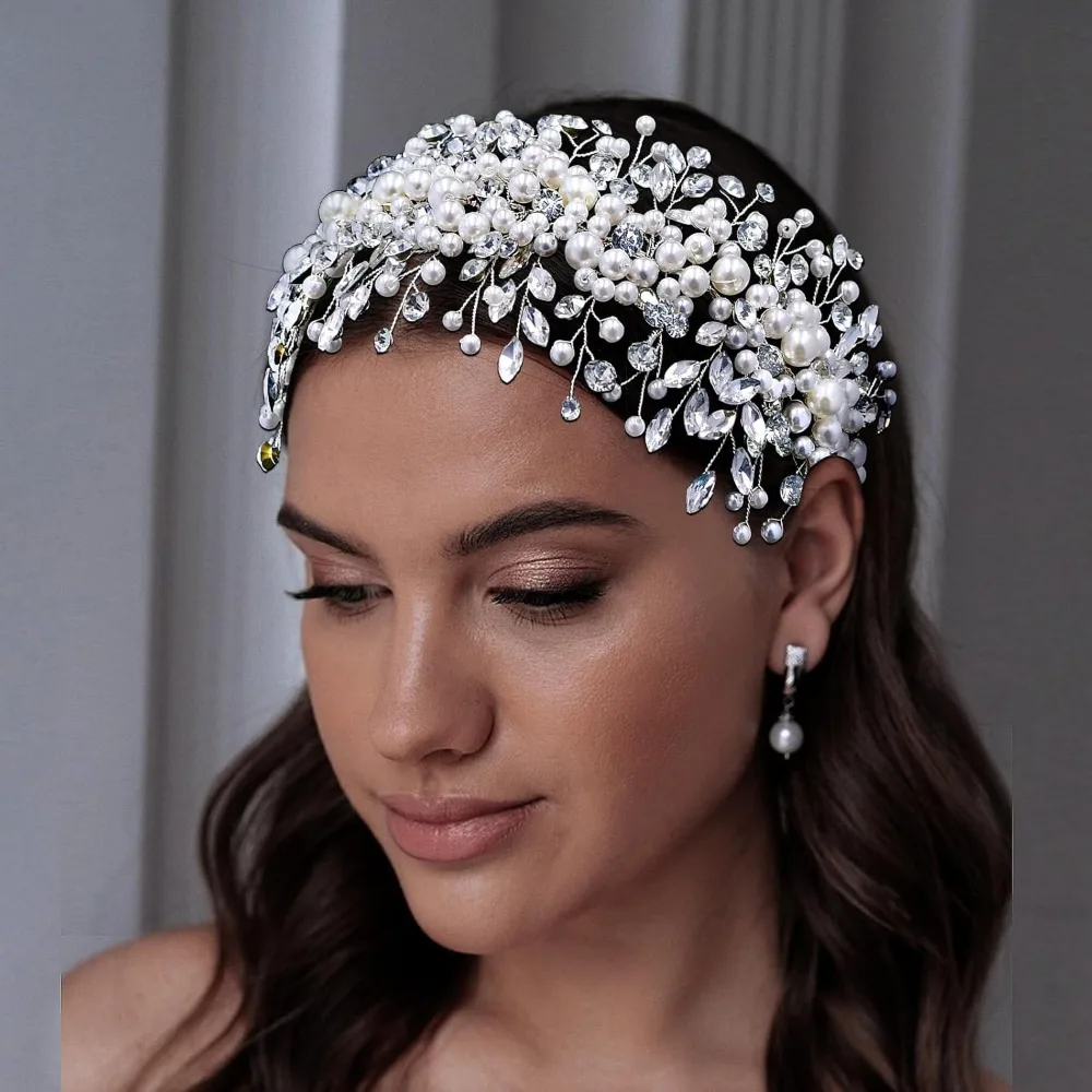 Pearl and Rhinestone Bridal Headpiece, Wedding Headband