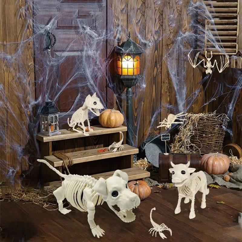 Halloween Creative Skeleton Decoration Simulated Animal Skeleton Ornaments Little Wolf Skeleton Indoor Outdoor Decoration ﻿