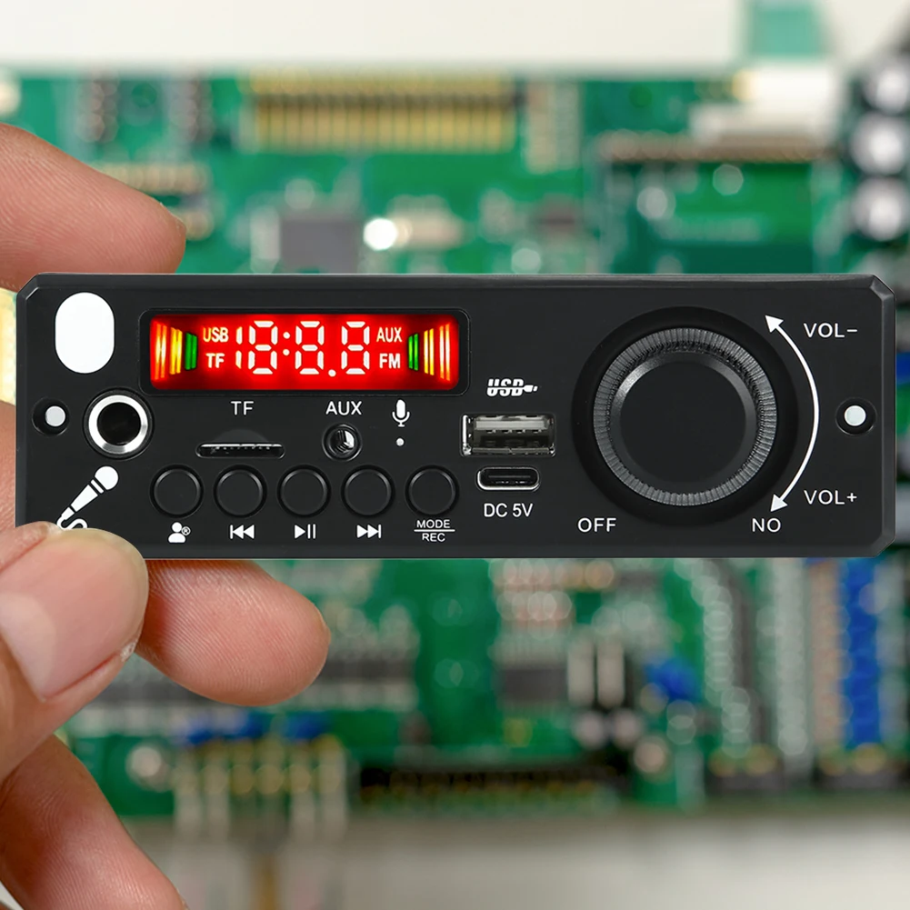 6W Amplifier Radio Wireless FM Receiver Hands-Free Call Audio Module DC 5V Bluetooth-Compatible 5.0 Audio MP3 Player with Remote