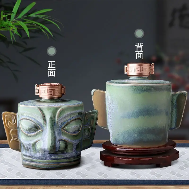 Jingdezhen bottiglia di vino in ceramica imitazione Sanxingdui vaso di vino sigillato contenitore per la conservazione del vino