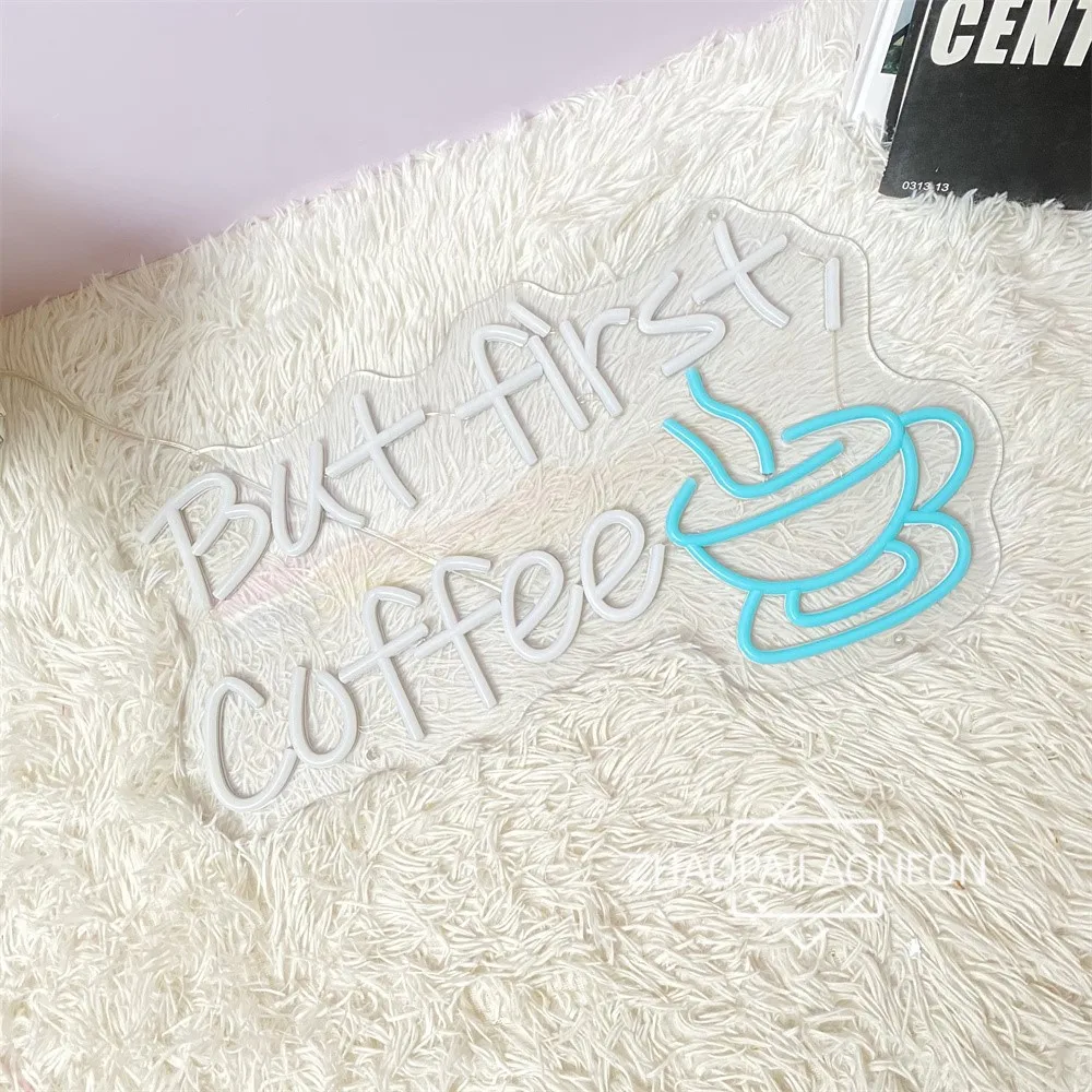 But First Coffee Neon Led Sign Cafe Bar Resturant Decoration Neon Light Wall Art  Decor LED Lamp Signboard Business Neon Sign