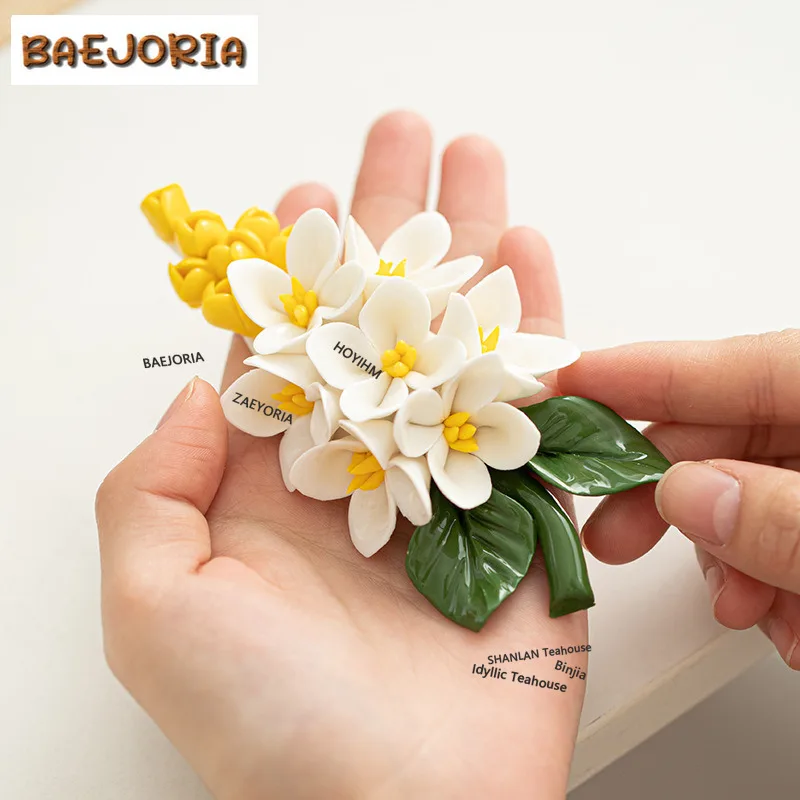 BAEJORIA Handmade Pinch Osmanthus Incense Holder Water Fountain Decoration Incense Burners Consecrate Censer Yoga Supplies Gifts
