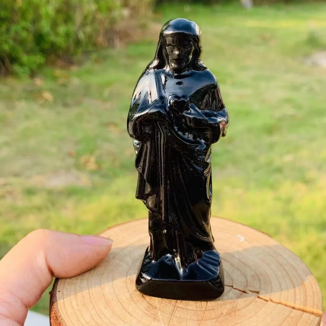 

Natural Different materials Jesus Statue Carving Crystal Handmade Carved Crafts Figurine Healing Ornament Room Decor 1pcs 10cm