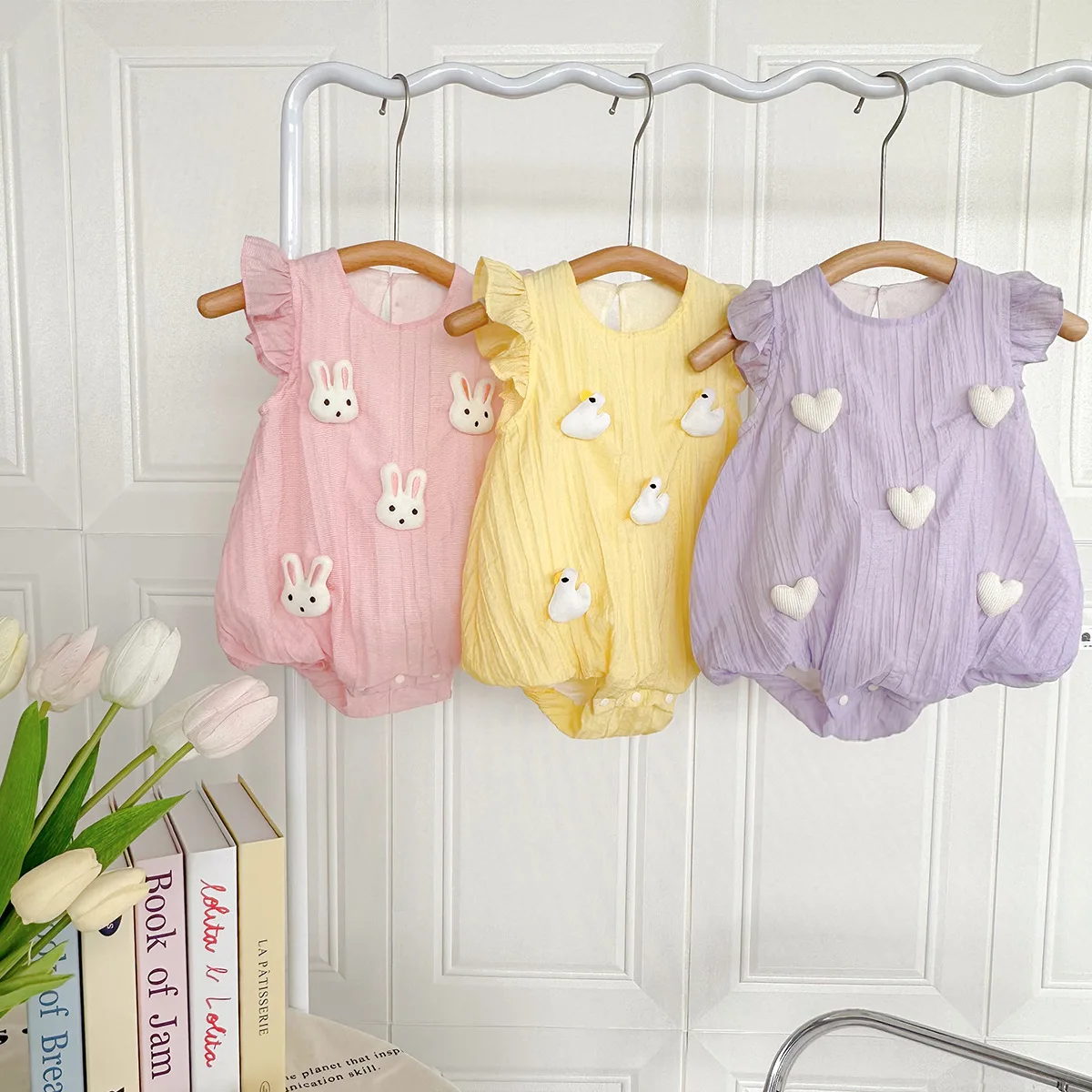 Summer Baby Clothes Cute Doll 3D Rabbit Doll Newborn Bag Fart Clothes Baby One Piece Climbing Clothes