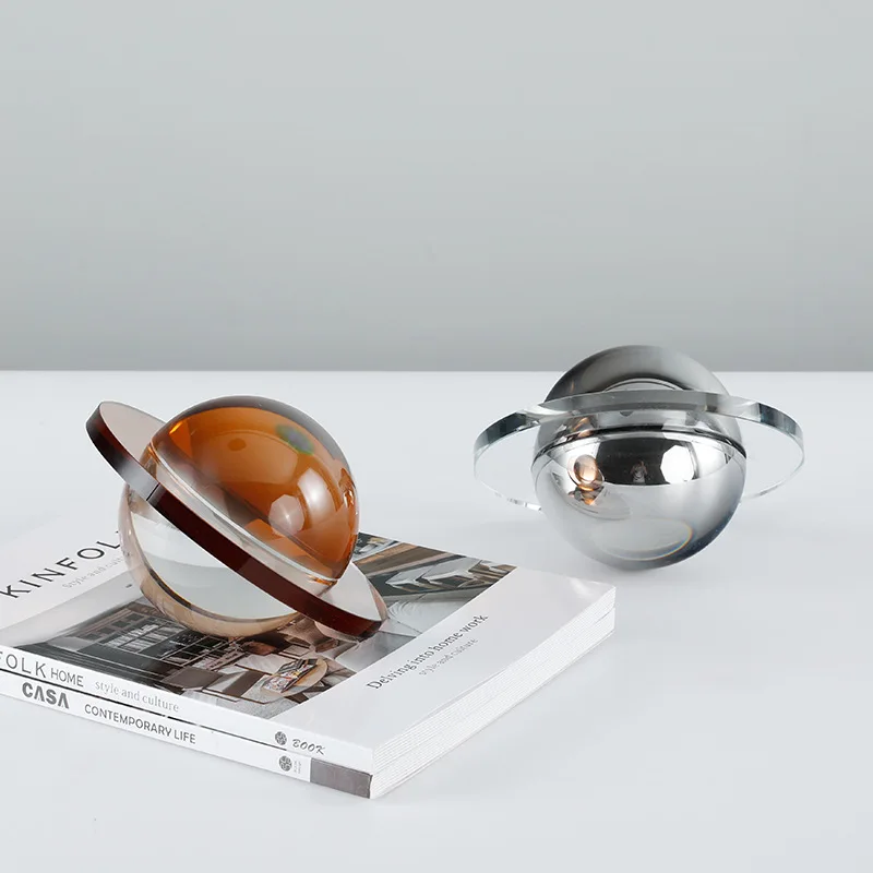 

Кристальный орнамент планеты, креативная Геометрическая летающая тарелка, настройка, прозрачные декоративные фигурки, аксессуары для украшения дома