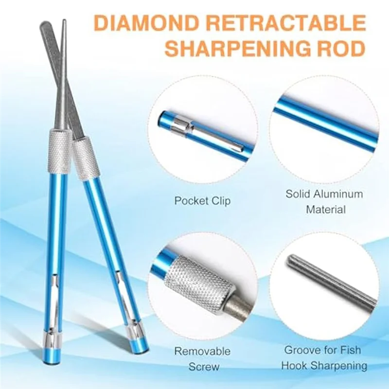 

AA81-2 Double-Sided Diamond Knife Sharpener/1 Retractable Diamond Sharpening Rod,Blade Sharpener Stone Pocket Knife Sharpener