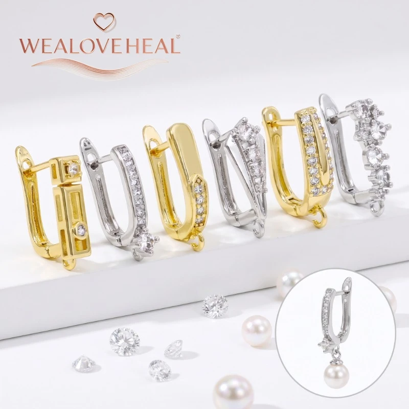 schmuckherstellung zubehör，18K vergoldeter Messing-Ohrringhaken, funkelnder Zirkonia-besetzter Huggie Hoop, handgefertigte DIY-Ohrringzubehörteile für Damen – Detail 16