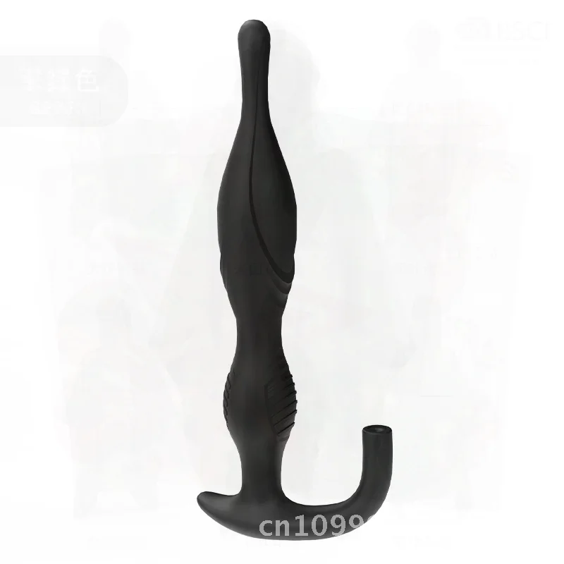 Juguete inflable extra largo del expansor anal del grano para los adultos juguete femenino del sexo de la cola del tapón anal ABS silicona negro