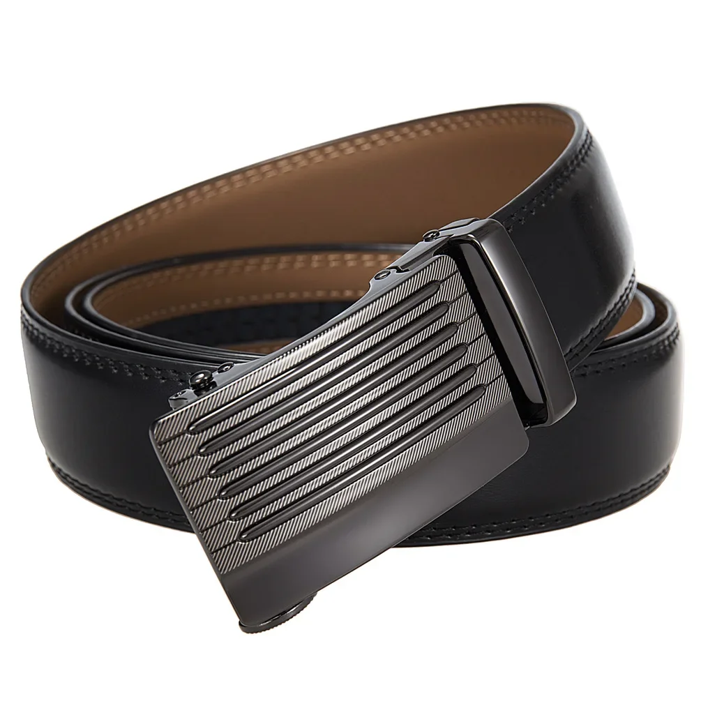 Plyesxale Cowhide Genuine Leather Belt For Men High Quality Male Brand Ratchet Automatic Luxury Belts Cinturones Hombre B1286
