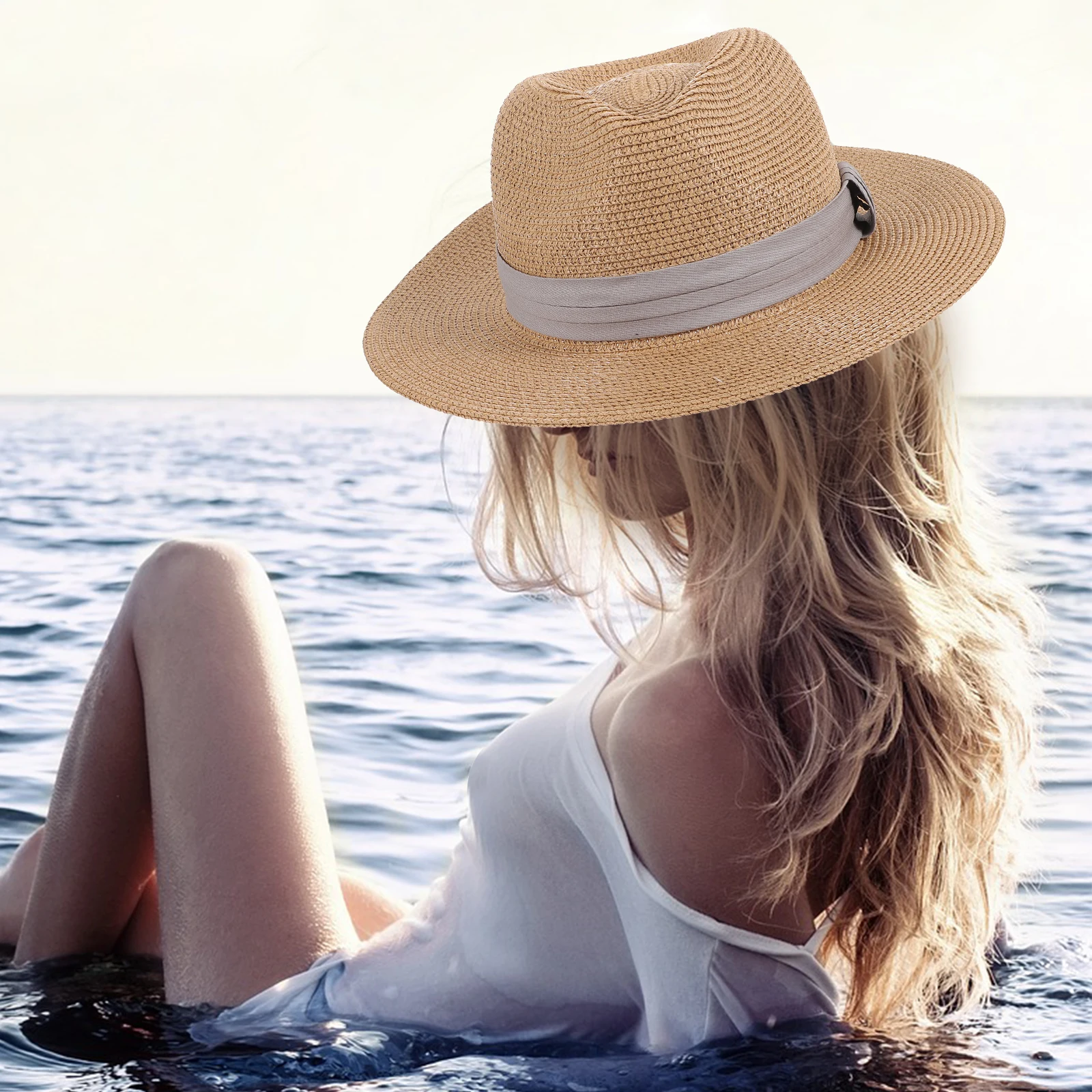 

Sunhat Straw Hat for Women Lightweight Adjustable Beach Hats UV Protection Summer Travel Gift Wide Brim Sun Hats Vintage Style