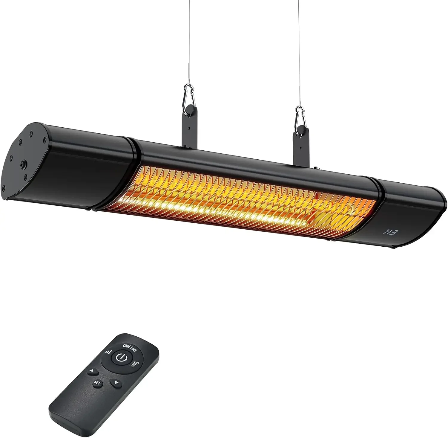 Electric Hanging Patio Heater with remote control, built in Temperature Control, Wall mounted or ceiling mounted, Suit for Outdo