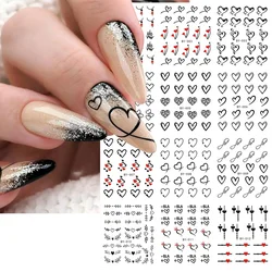 12pcs Valentines's Day Sticker Water Decals Nail Design Black Heart Dog Snake Rose Romanic Slider Watermark Tattoo Manicure JIBN