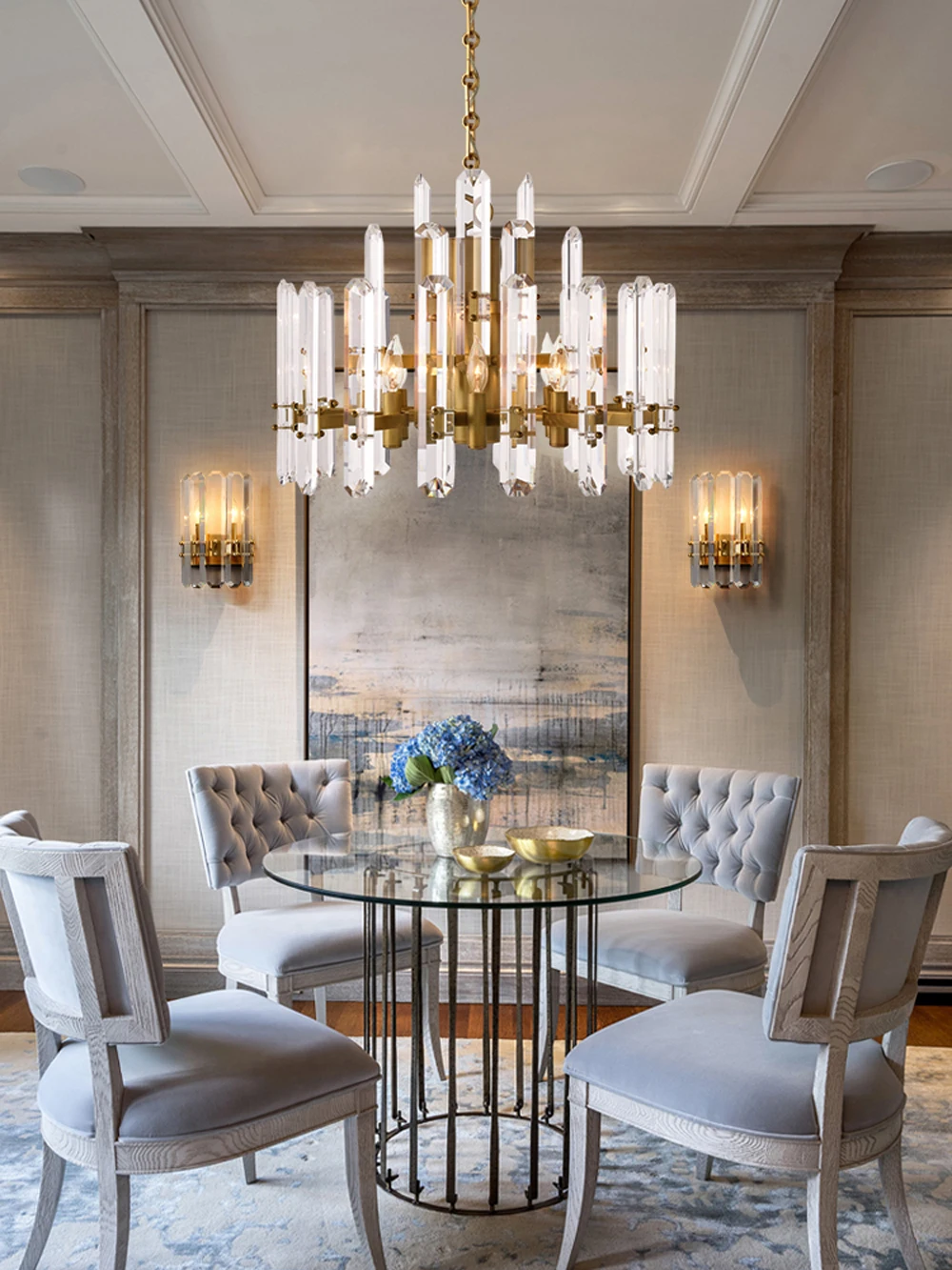 American Brass Silver Black K9 Crystal LED Chandelier