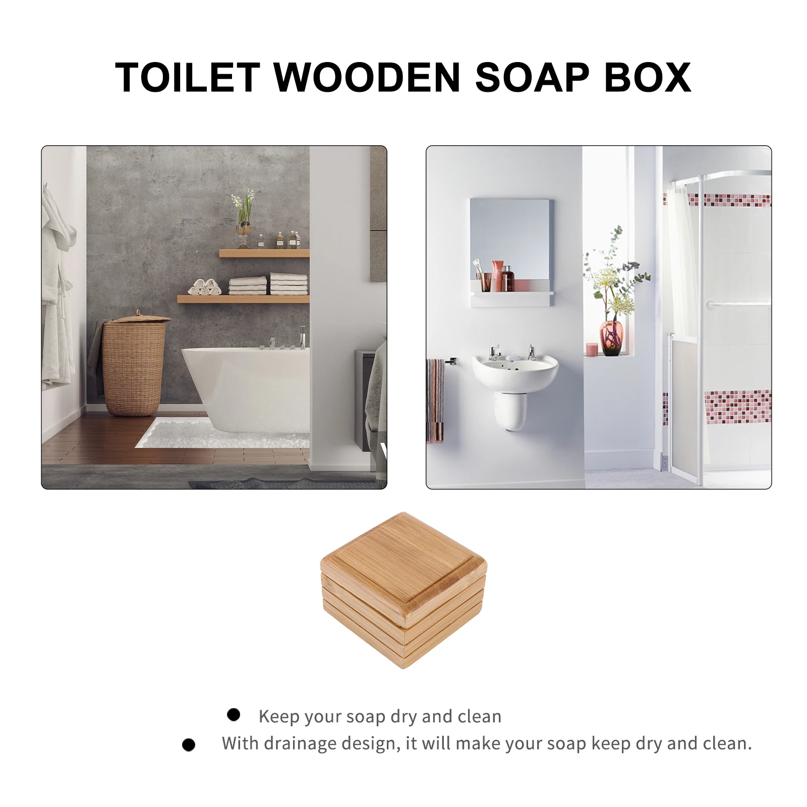 

Bamboo Soap Dish Holder Black Wooden Bathroom Accessories Draining Design Kitchen Counter Shower Bathtub Bamboo Box Soap Tray