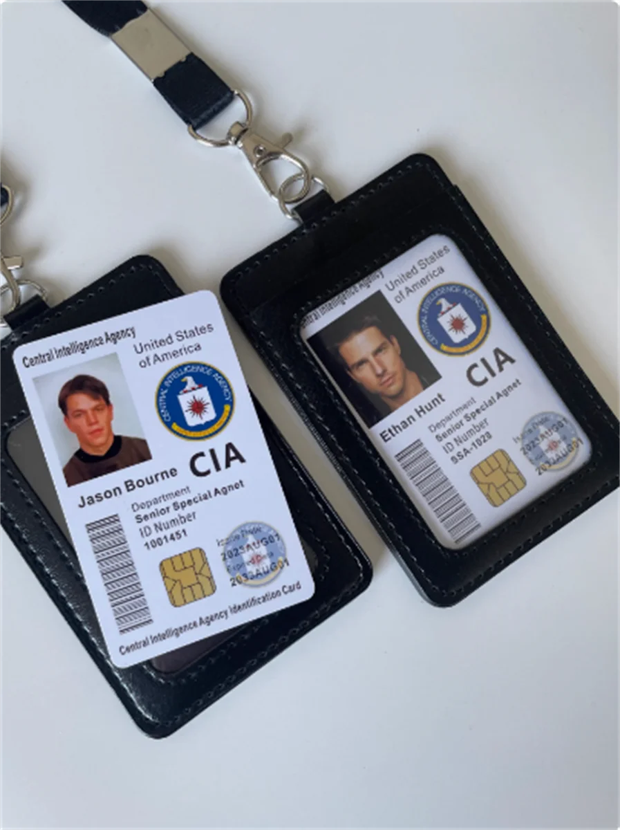 CIA American Drama ID kartu PVC tali gantung dua sisi penutup kulit dapat disesuaikan nama Avatar