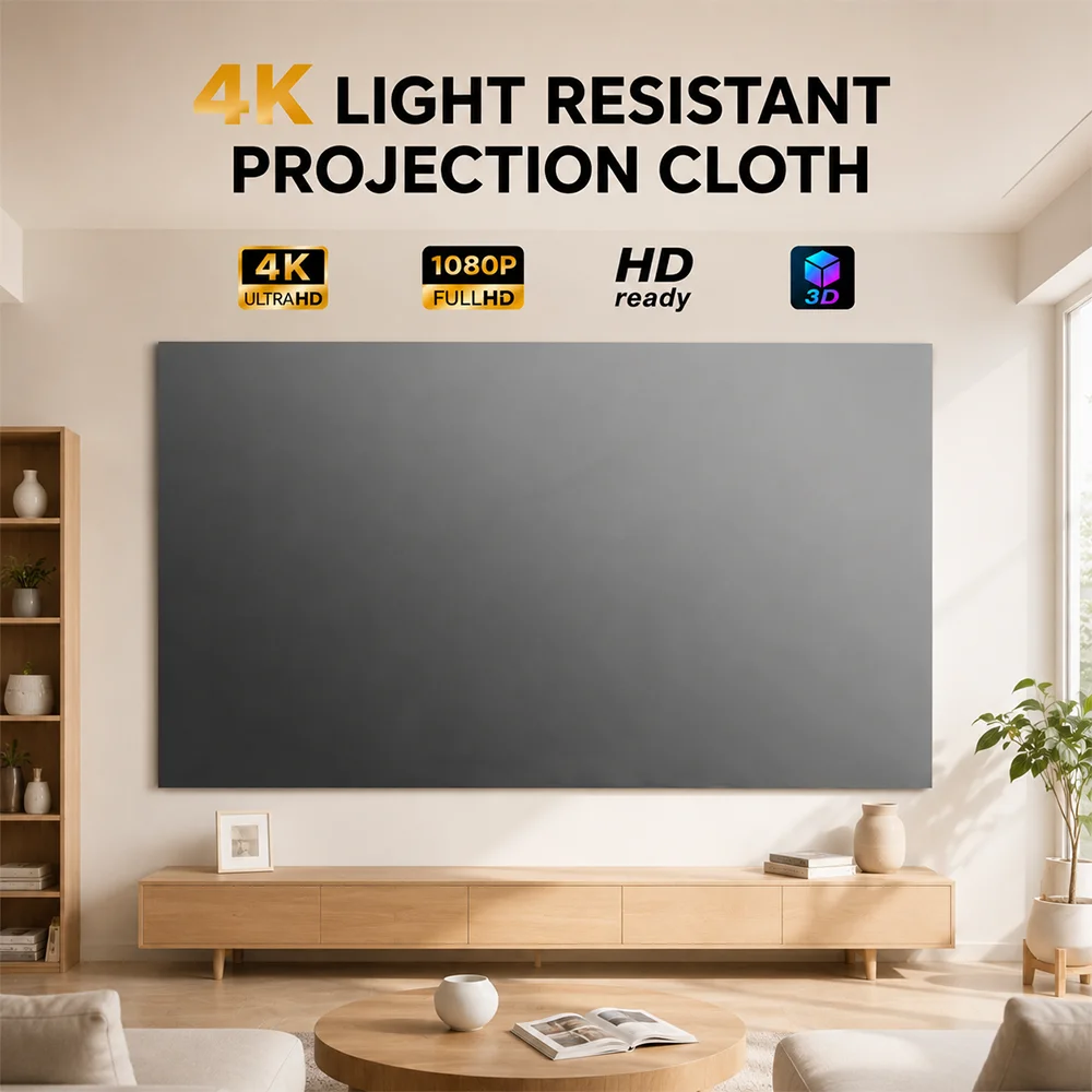 Tela de Projetor Portátil Velec Anti-Luz 60/120 Polegadas, Dobrável e Sem Rugas, Universal para Casa, Escritório e Acessórios Externos